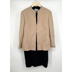 Albert Nipon Women's Size 16 Two Piece Dress Blazer Black Wool Elegant Timeless